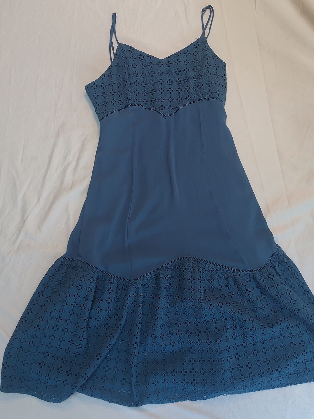 miami Blue Eyelet Slip Dress Cotton